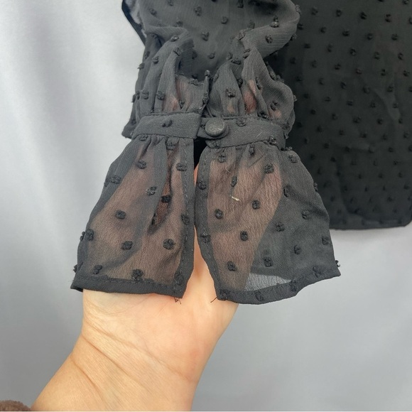 NWT Zara Swiss Dot Ruffle Long Sleeve Sheer Black Top Size Small - Picture 6 of 10